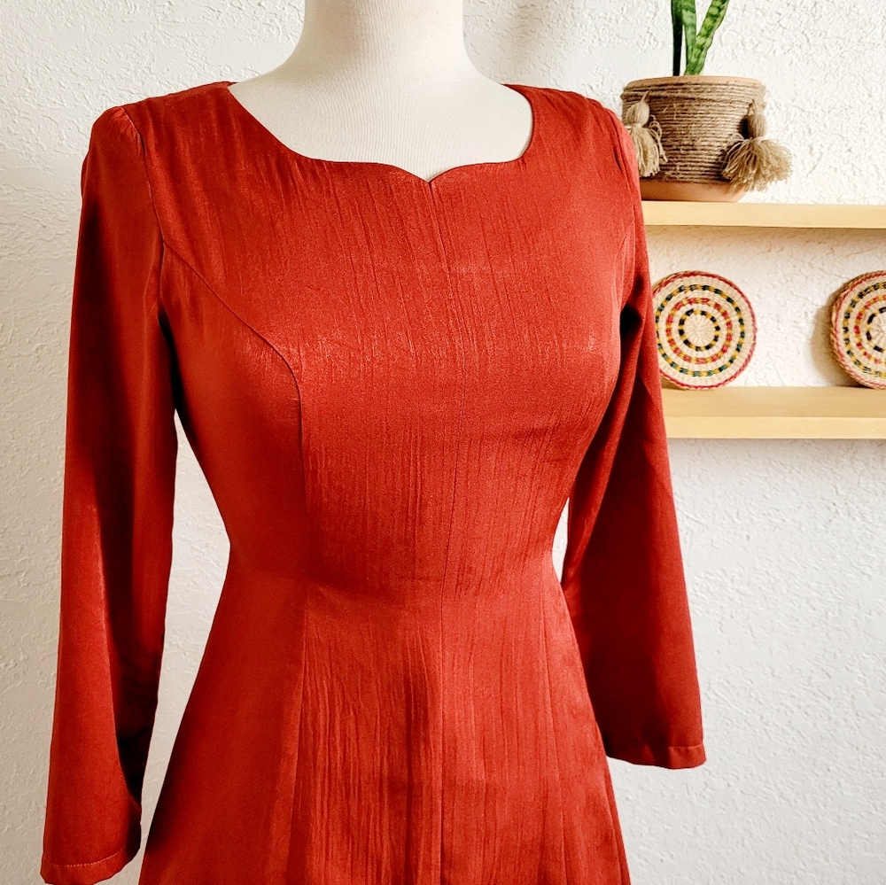Beautiful Handmade Burnt Orange Silk Dress